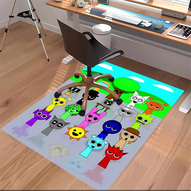 1pc Sprunki Game2 Print Area Rug - Soft, Washable Non-Slip Indoor Mat for Office Chairs, Living Room, Home Office Decorative Rug