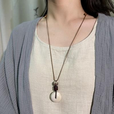 Ivory Fruit Safety Buckle Necklace Long Bodhi Sweater Chain Niche Retro Literary Women's Accessories