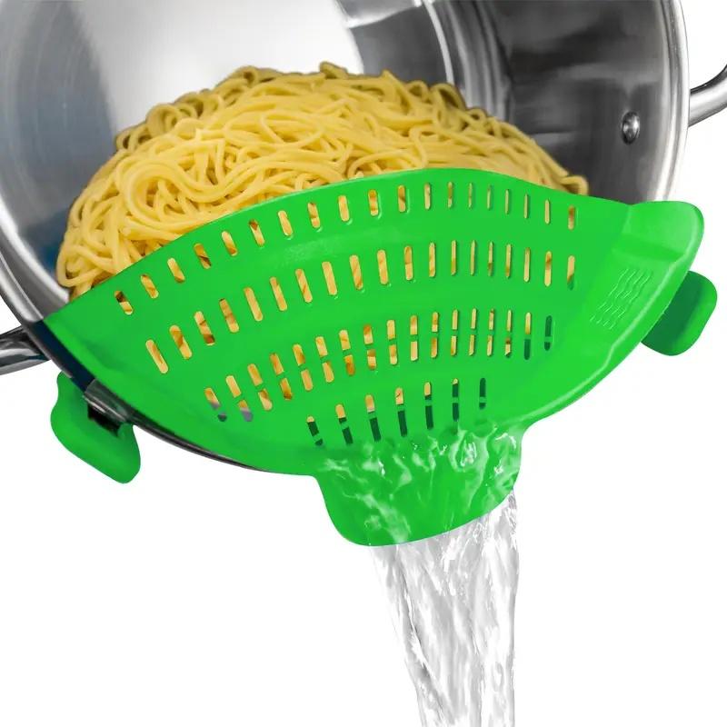 1pc Adjustable Clip-On Strainer - Fit for Pots & Bowls Vegetables & Fruit Draining Durable Flexible Handheld Colander Accessory