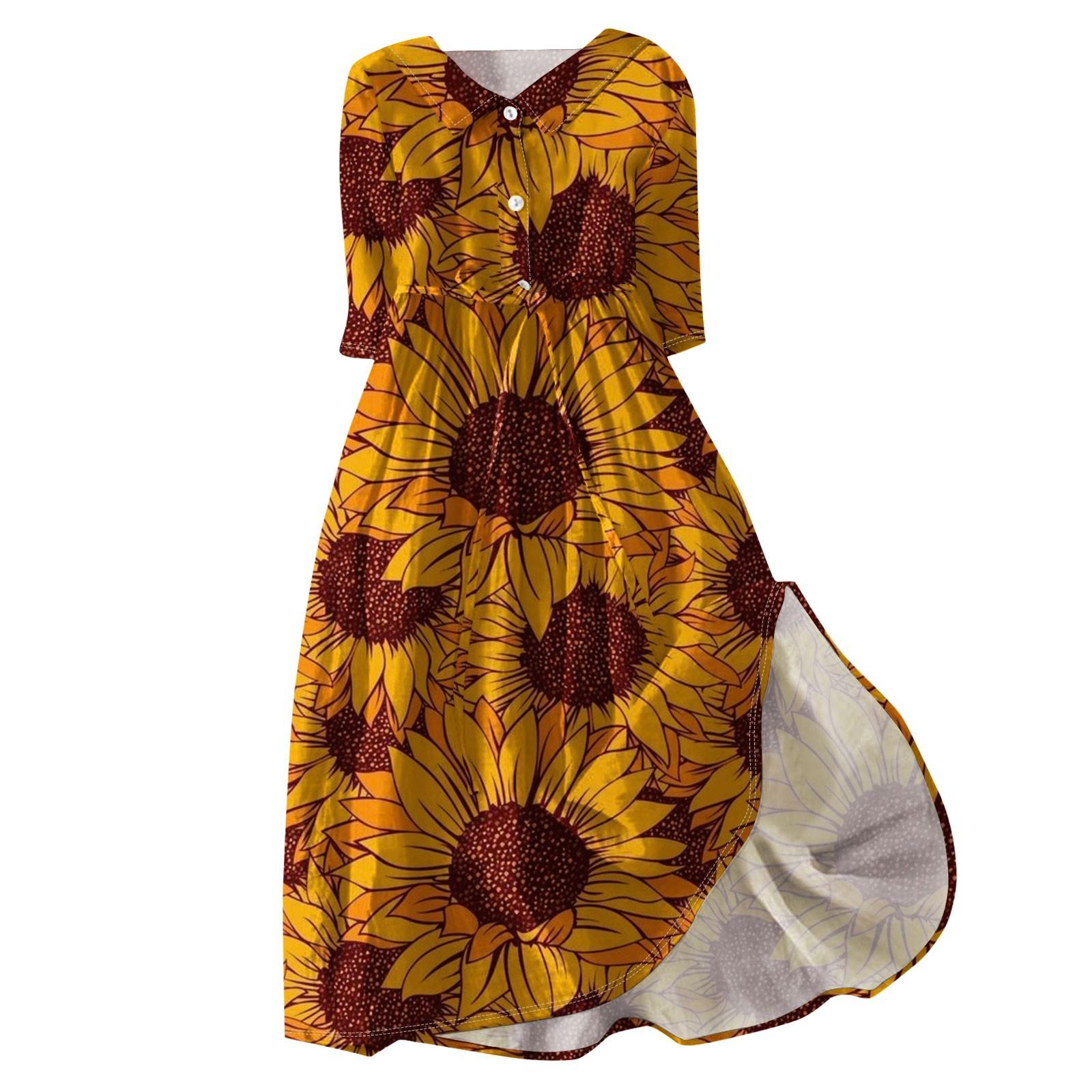 

Жіноча модна повсякденна сукня з відворотом і коміром на ґудзиках з рукавами 3/4 на лямках XXL