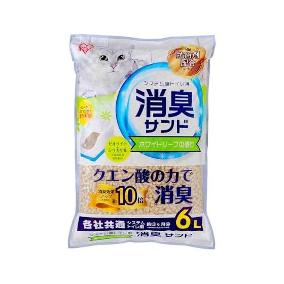Iris Ohyama System Toilet Odorless Deodorizing Sand with Citric Acid White Soap Scent for Cats