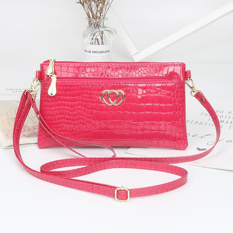 Fashion new glossy patent leather women's bag messenger bag casual alligator pattern women's clutch bag women's small bag