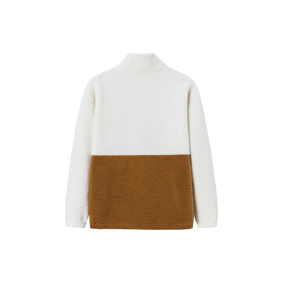 Anta Color Block Fleece Jacket Off-white Brown and Green Color Block Unisex 152348709-1