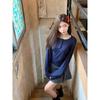 Women Embroidered Design Half Open Collar Long Sleeve Casual Layering T Shirt
