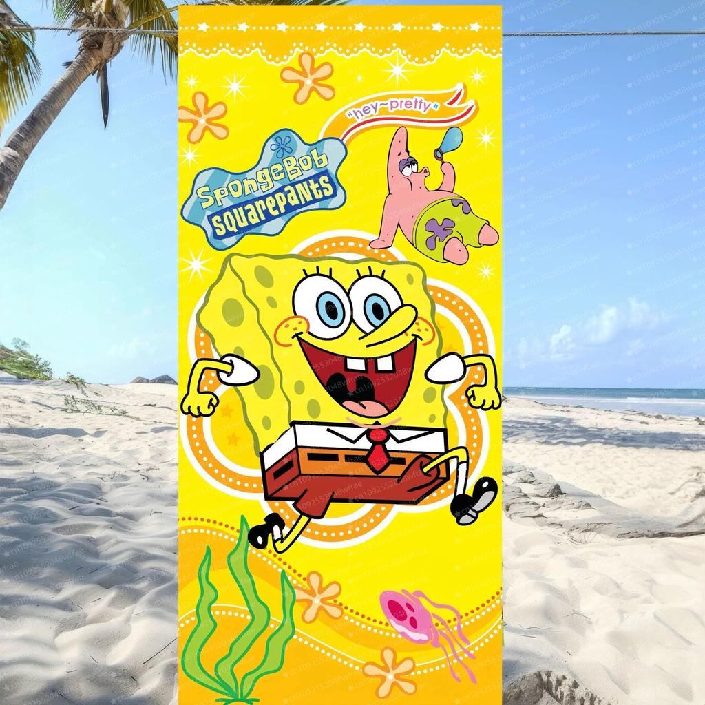 Spongebob Squarepants Cartoon Microfiber Printed Beach Towel Mountaineering Yoga Beach Swimming Running Absorbent Towel