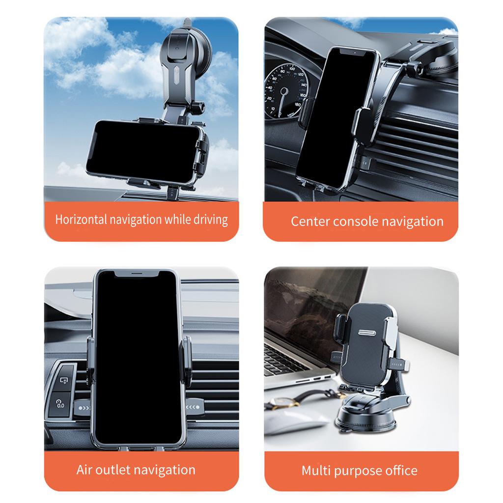 Verstellbare Auto-Handyhalterung Telefonständer Armaturenbrett Lüftungsschlitz Montagehalterung Saugnapf/Haken Typ Halterung für 4,5-7 Zoll Handy