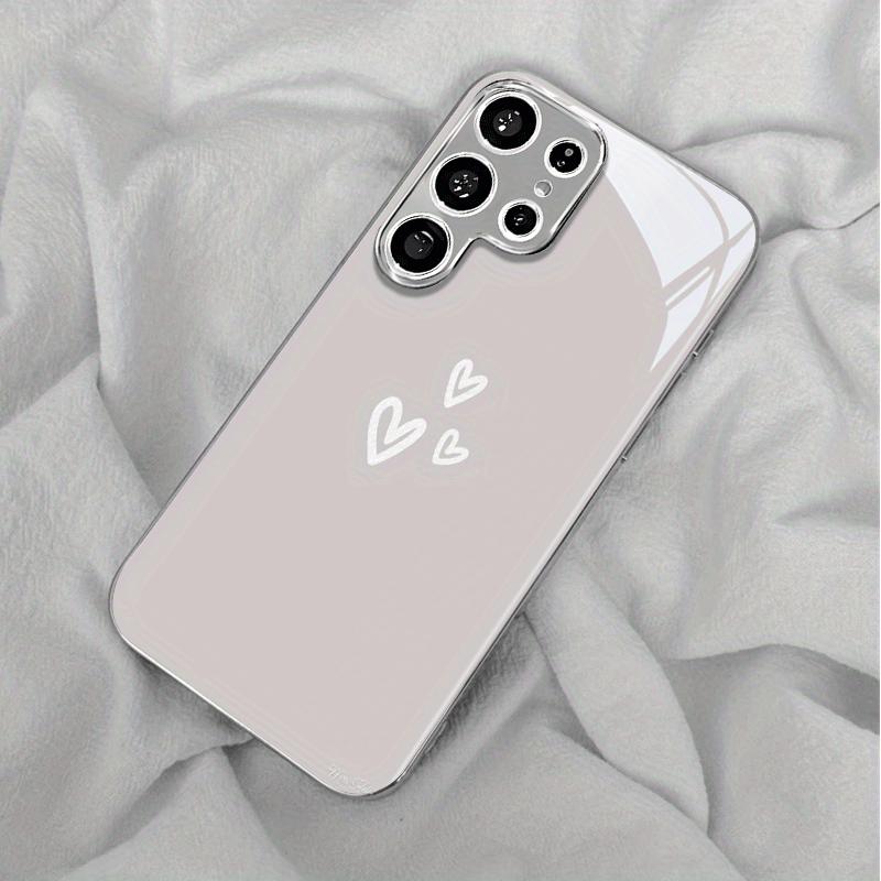 Minimalist Three small hearts electroplated silver Phone Case for Samsung GalaxyS26 S25 S24 S23 S22 S20FE Ultra Plus drop Cover
