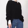 Solid color crew neck sweater spring and autumn loose knitted sweater top women pullover sweater women