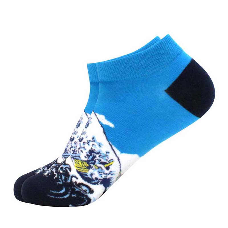 springtime Fashion Colorful Cotton Mens Socks Harajuku Stripe Art oil painting Animal Print Funny Happy Ankle Socks