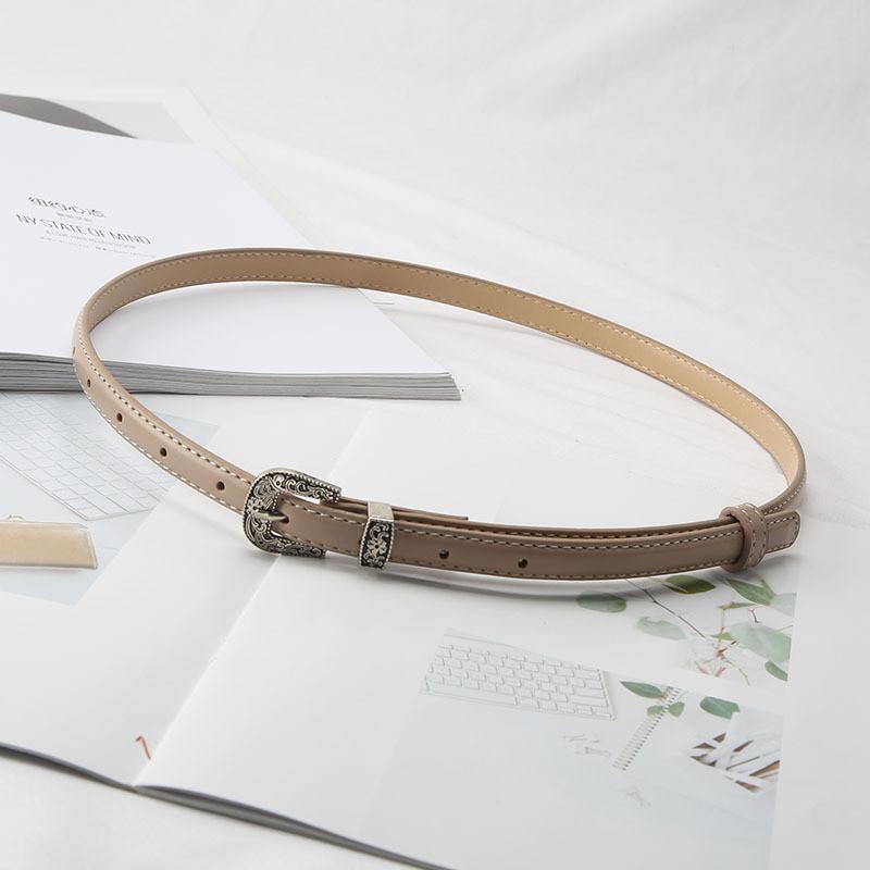 

Trendy European And American Metal Carved Buckle Women s Thin Waist Belt Outwear Dress Belt абрикосовий