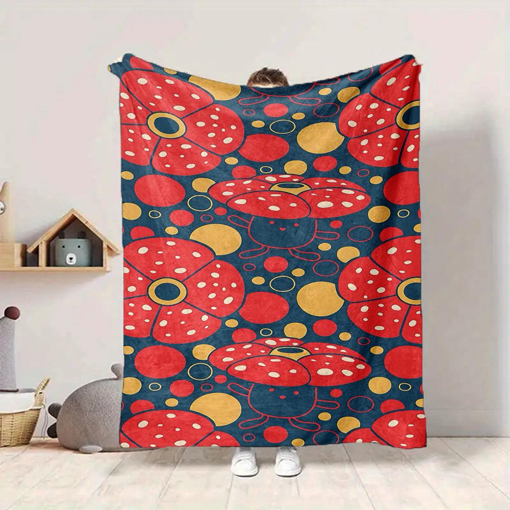 1pc Flower Dots Blanket, Lightweight Flannel Throw Blanket For Sofa, Bed, Travel, Camping, Living Room, Office, Couch, Chair, And Bed