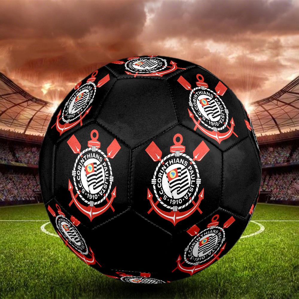 Corinthians Size 5 Soccer Ball, Machine-Stitched PVC, Durable & High Bounce, All Ages Fit, Fan Merchandise, Matches & Outdoor Use.