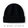 100% Pure Wool Knit Beanie Men Women Winter Fall Warm Solid Color Earflap Cap
