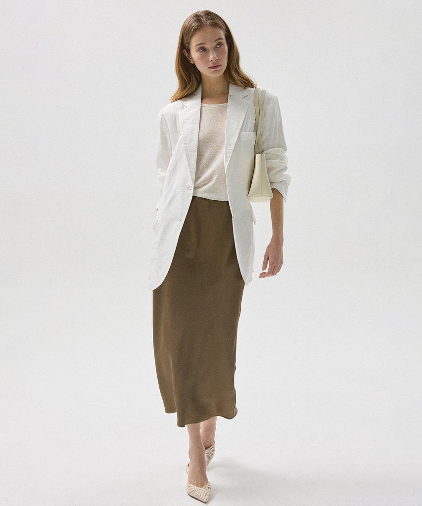 Aheule Liera Satin Tie Long Skirt_Brown