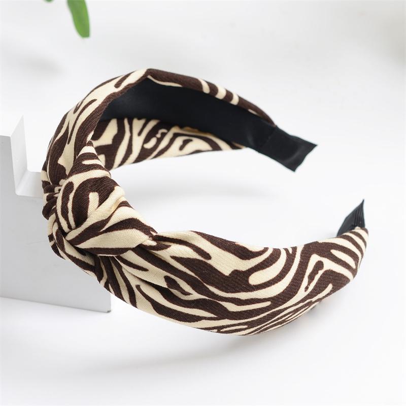 Fashion Women's Zebra Print Cloth Headband With Center Knot Girls Daily Casual Hair Accessory