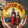 Retro Gas Station Motor Oil Metal Wall Art for Garage