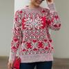 Weihnachtspullover Damen Weihnachtsschneeflocke Warmer Pullover Gestrickter Rundhals-Pullover