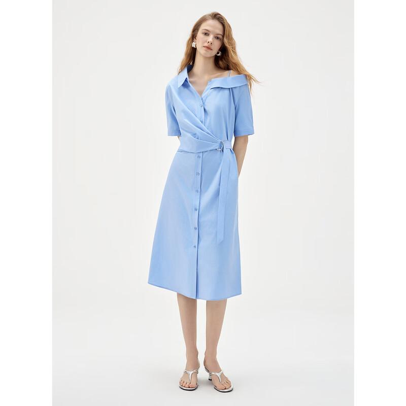ELLE Elegant Off-Shoulder Design Shirt Dress