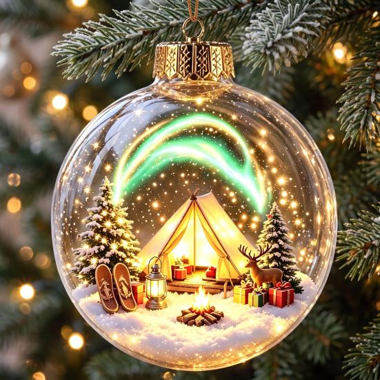 Unique Christmas Gift Ideas Glowing Ball Ornaments, 3D LED Lighted Acrylic Hanging Light-up Holiday Keepsakes Balls for Tree Mantel Window, Home Decor