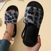 New leopard print plush slippers women's elastic cotton slippers home warm spring and autumn fluffy slippers women