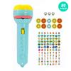 Kids Projector Flashlight Different Animal Patterns Early Educational Science Projector Luminous ToyBlue(80 Patterns)