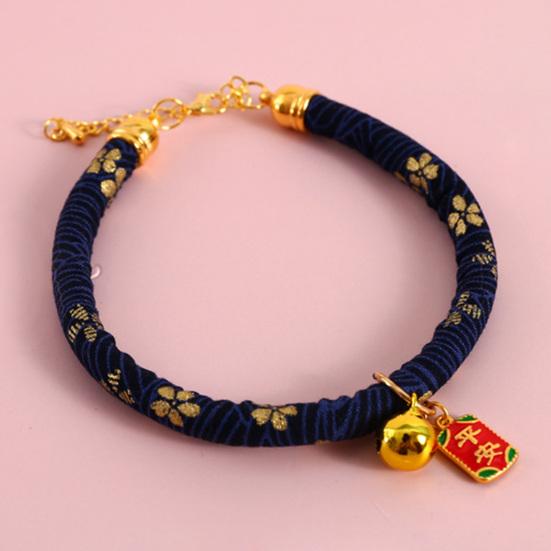 Pet Collar Chinese Style Decorative Skin Friendly Adjustable Cat Dogs Necklace Collar with Pendant Bell for Festival
