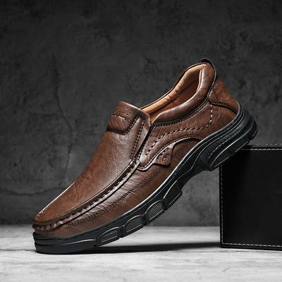 Mode Outdoor Herren Freizeitschuhe Echtes Leder Herren Slipper Mode Atmungsaktiv Herren Slipper Freizeitspaziergang Wanderschuhe Mokassins