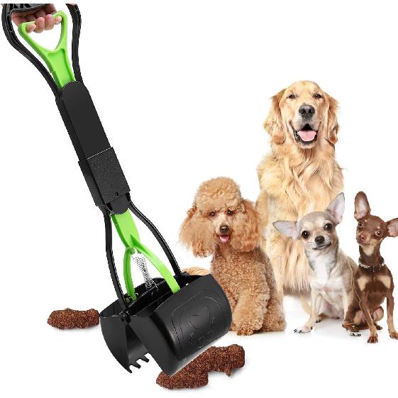 PPOGOO Non-Breakable Pet Pooper Scooper for Dogs and Cats with Long Handle High Strength Material and Durable Spring for Easy Grass and Gravel Pick