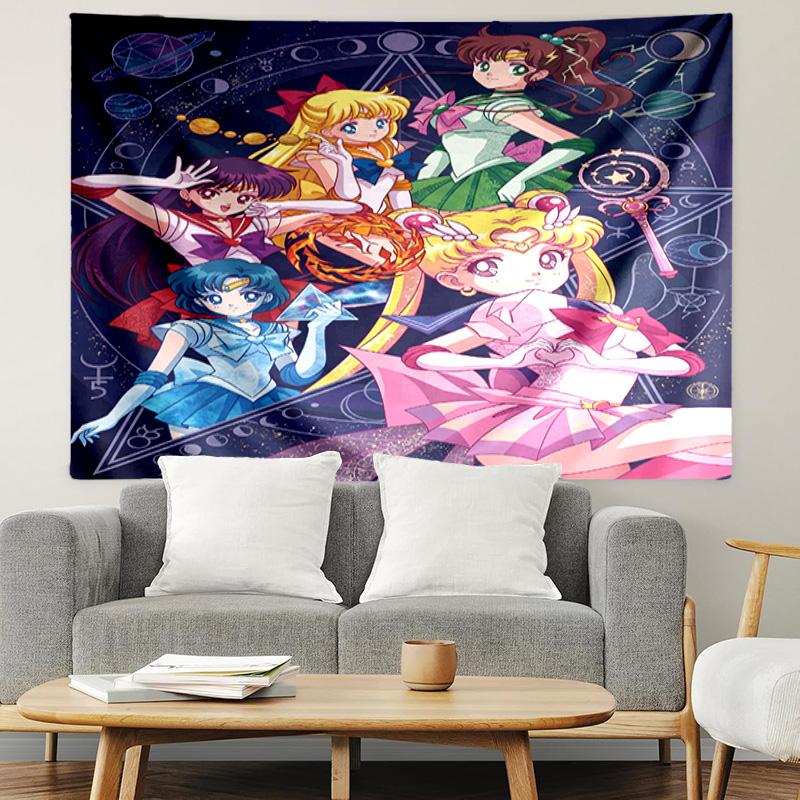 Sailor Moon Print Tapestry, Lightweight Wall Hanging, for Bedroom, Dorm, Living Room, Home Art Decor, Birthday Christmas Gift for Friends