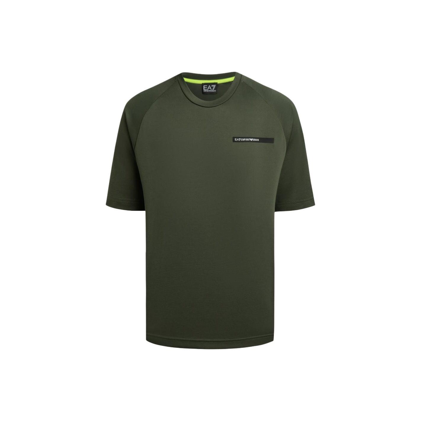 Emporio Armani Ea7 Zomer 2024 Effen Logo Label Casual Ronde Hals Korte Mouw T-shirt Heren Tops Groen 3DPT11-PJUYZ-1846 XL