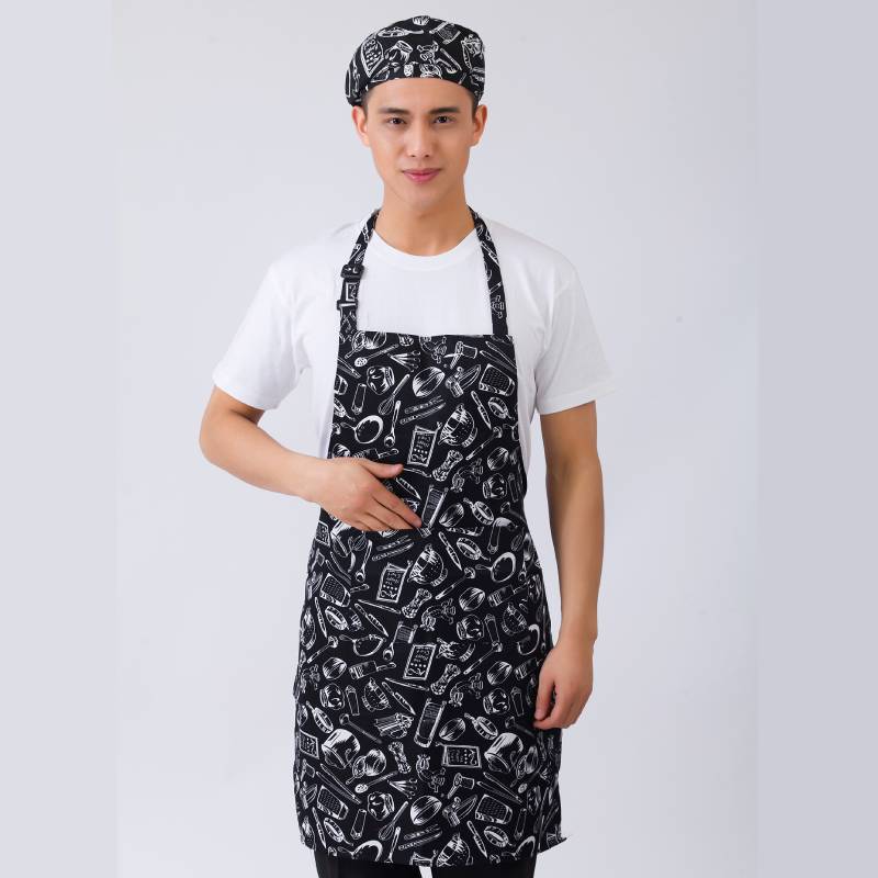 Striped And Peppers Print Sleeveless Apron For Restaurant Chefs And Waitstaff