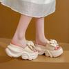 Fashion 7CM Heels Wedge Slides Sandals Female Summer Butterfly Knot Non Slip Beach Casual Outdoor Slippers Walking Chunky Shoes Woman