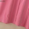 ZANZEA Women Casual Lace Patchwork Round Neck 3/4 Sleeve Loose Blouse