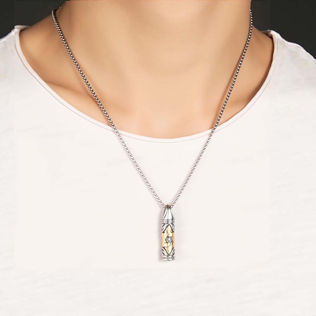 Men'S Stainless Steel Israeli Jewish Necklace Yurman Star Of David Necklace For Men Bullet David Star Necklace For Men