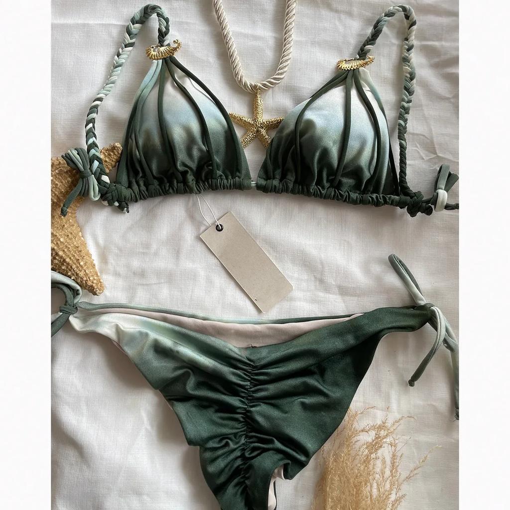 New bikini sexy tie dye split style swimwear for woman accessories swimsuit