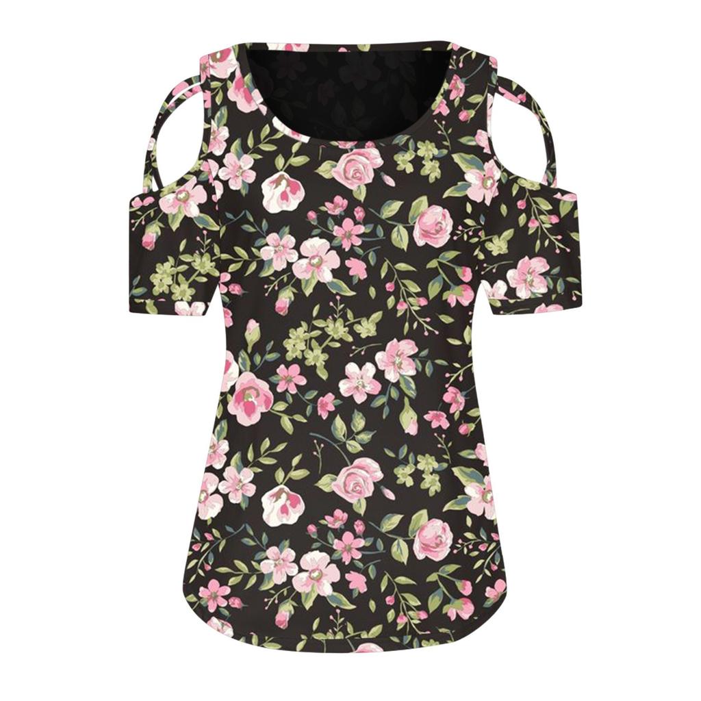 Women Casual Printing Shirts Short Sleeve Loose Tee Tops Tunic Blouse Tops