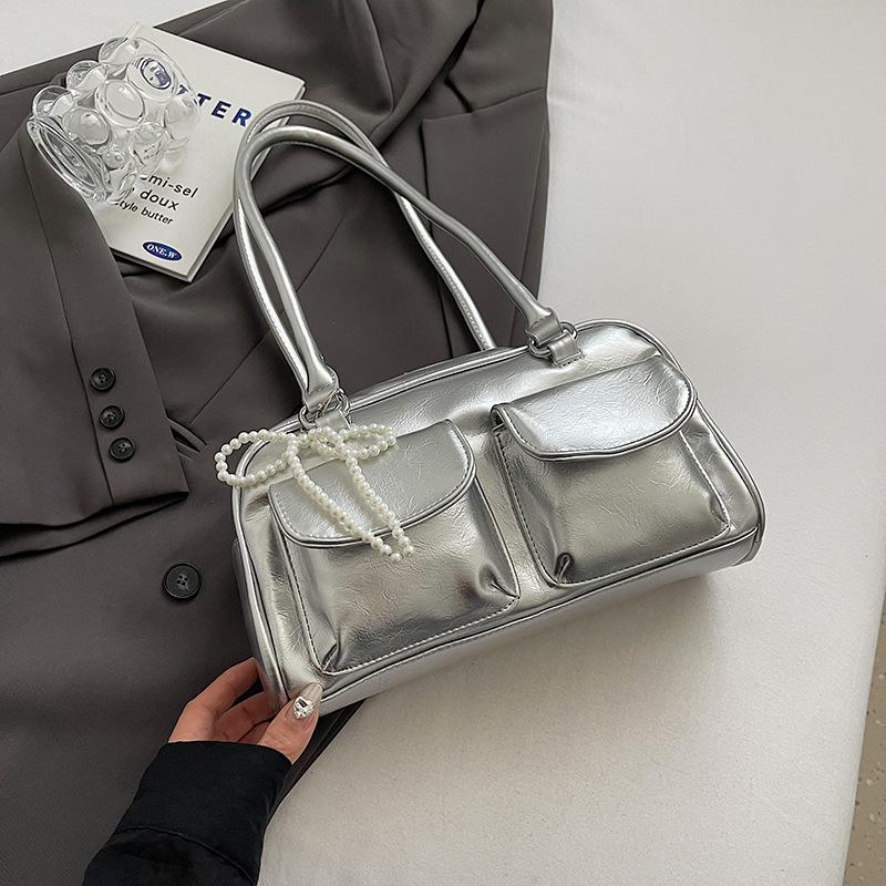 Ballet Style Bow Underarm Bag Women's 2025 New Large-capacity Solid Color Portable Shoulder Bag
