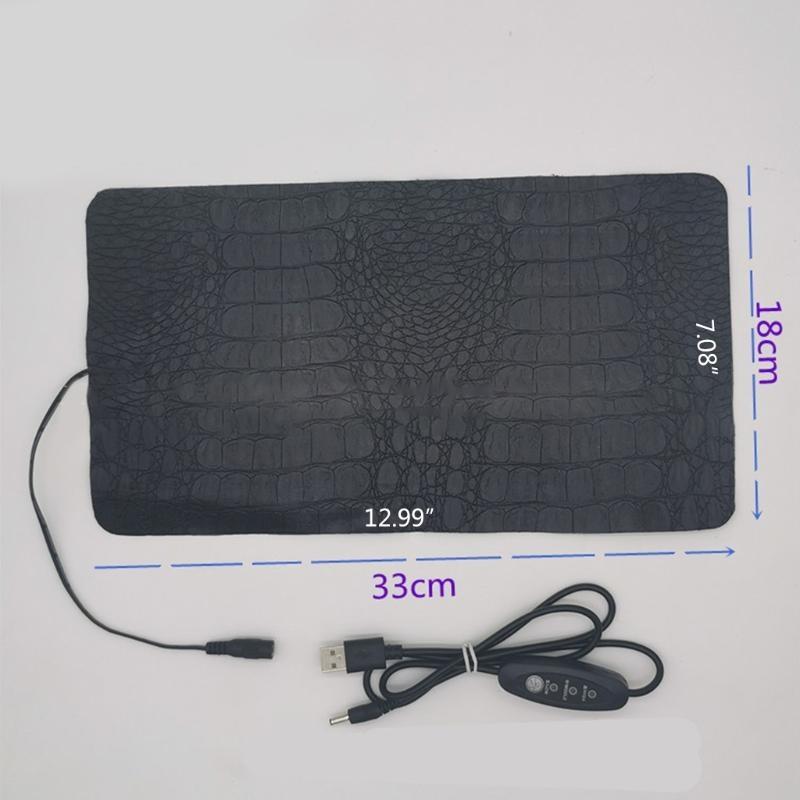 24TE Leather Heating Mat Pad Electric Heated Carpet USB Power Supply Adjustable Temp