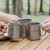 Pure Titanium Camping Cup With Foldable Handle Lid Portable Outdoor Water Bottle Hiking Coffee Tea Boiling