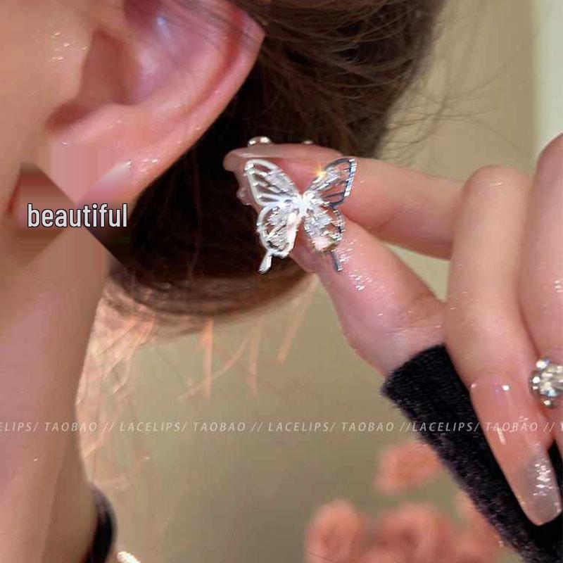 2025 Trendy Korean Micro-Inlaid Zircon Bow Earrings with S925 Silver Needle and Pearl for Women