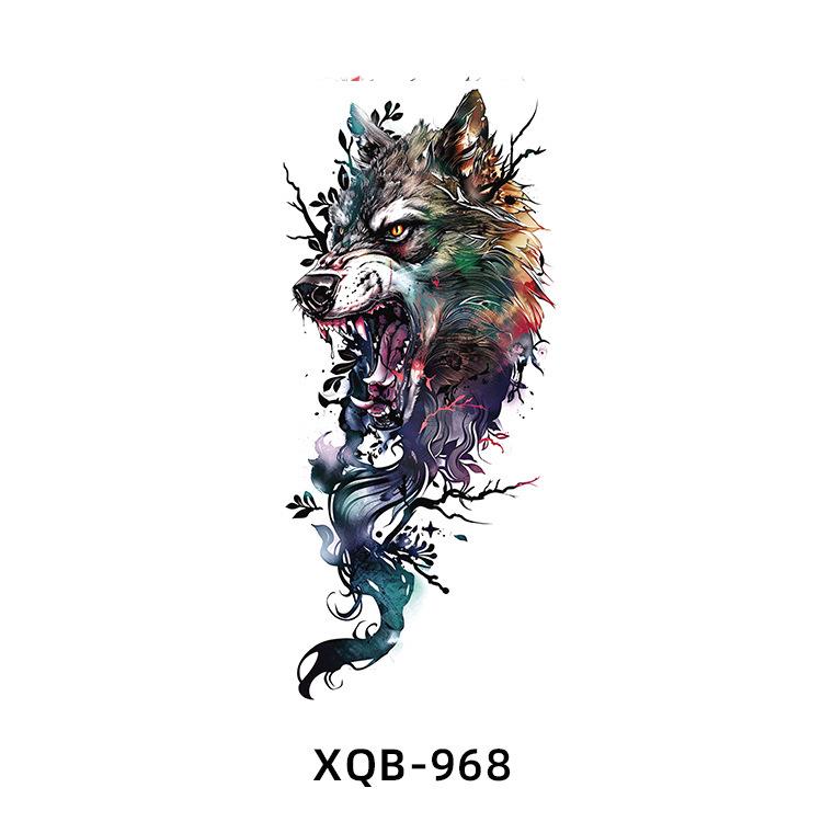 Realistic Half Arm Waterproof Temporary Tattoo Sticker - Black & White Animal Design for Men & Women