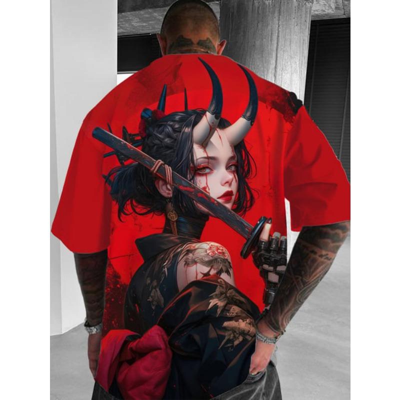 Cartoon sexy girl pattern men's T-shirt 3D printed oversized T-shirt