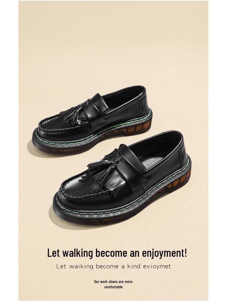 Mocasines de Cuero Versátiles para Mujer y Botines Martin de Punta Redonda de Caña Baja - Estilo Británico Casual