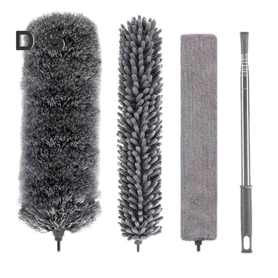 

Телескопическая щетка для пыли с выдвижной ручкой, выдвижная перьевая щетка для пыли, комплект для удаления пыли со сменными насадками 4pcs