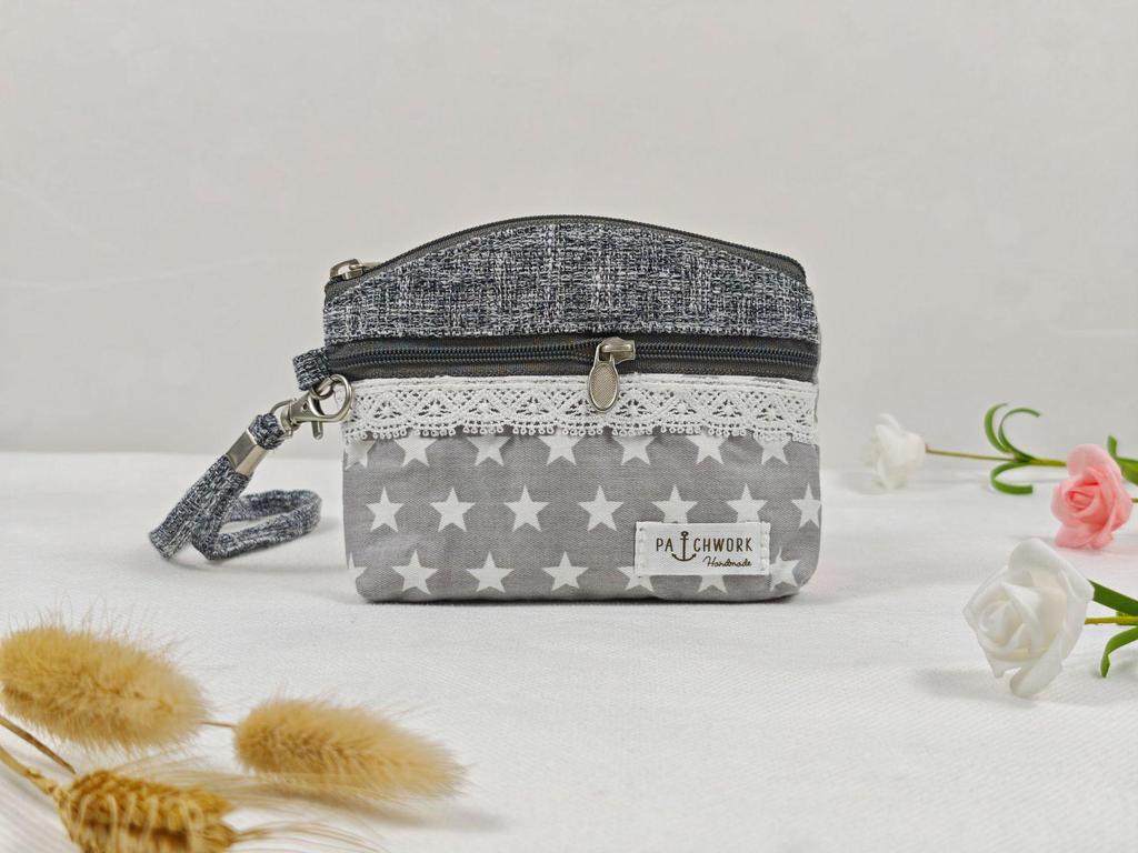 Pastoral Lace Cotton Women's Double-Zip Coin Purse & Key Holder