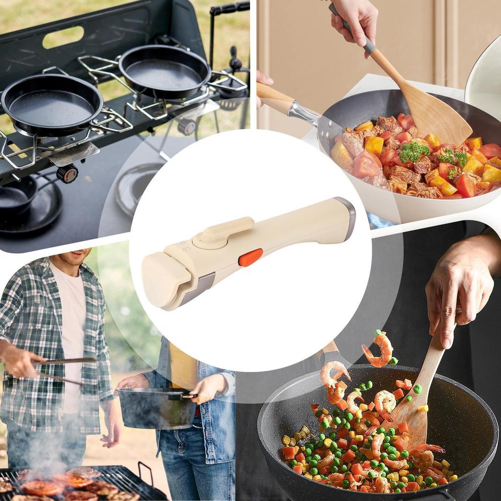 Pots And Pans Detachable Handle Ergonomic Anti-Scalding Comfortable Grip Removable Pot Handle For Cookware Camping Outdoor Home