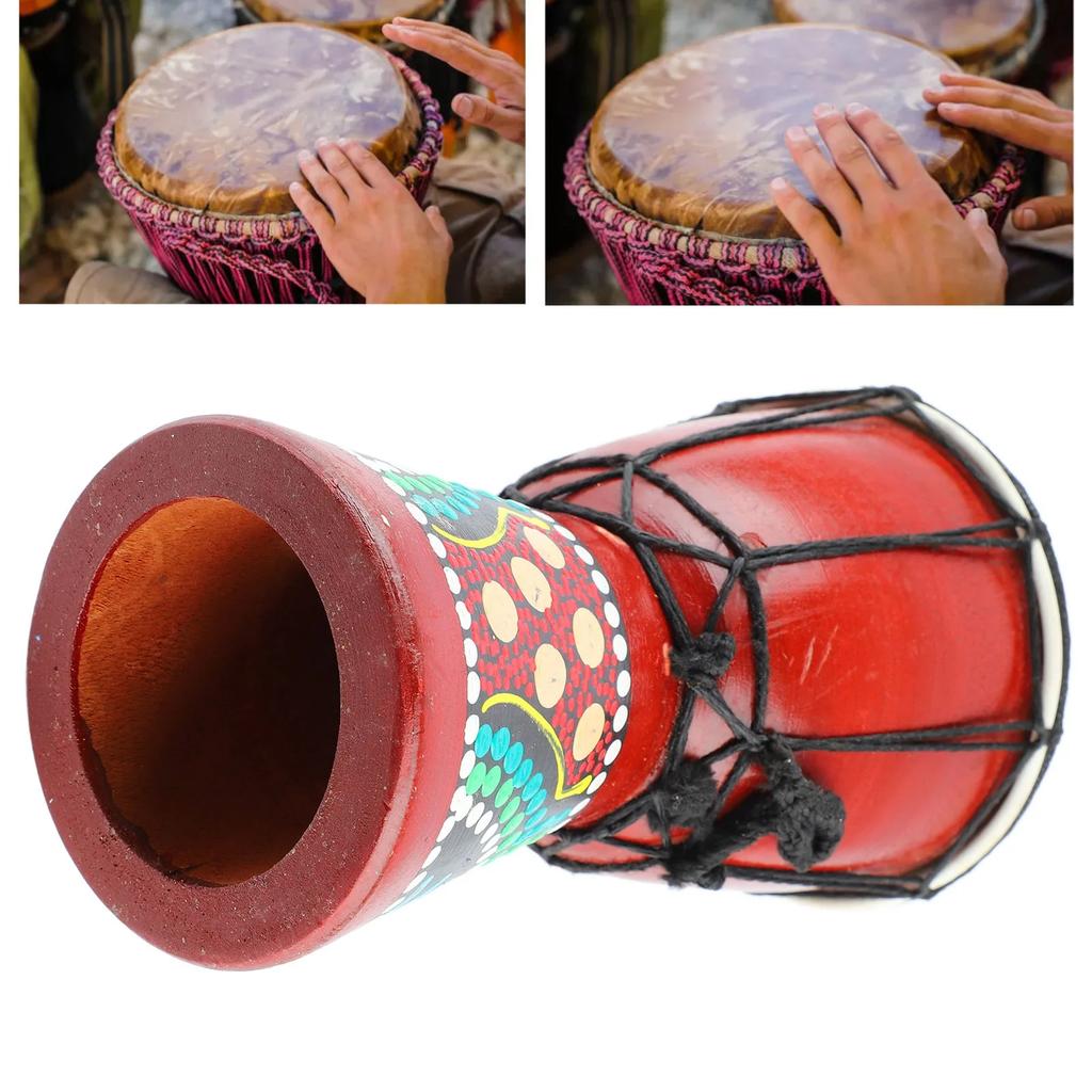 African Drum 5in Wooden Djembe Hand Percussion Instrument Crisp Sound for Kids Adults African Hand Drum African Drum Djembe Drum