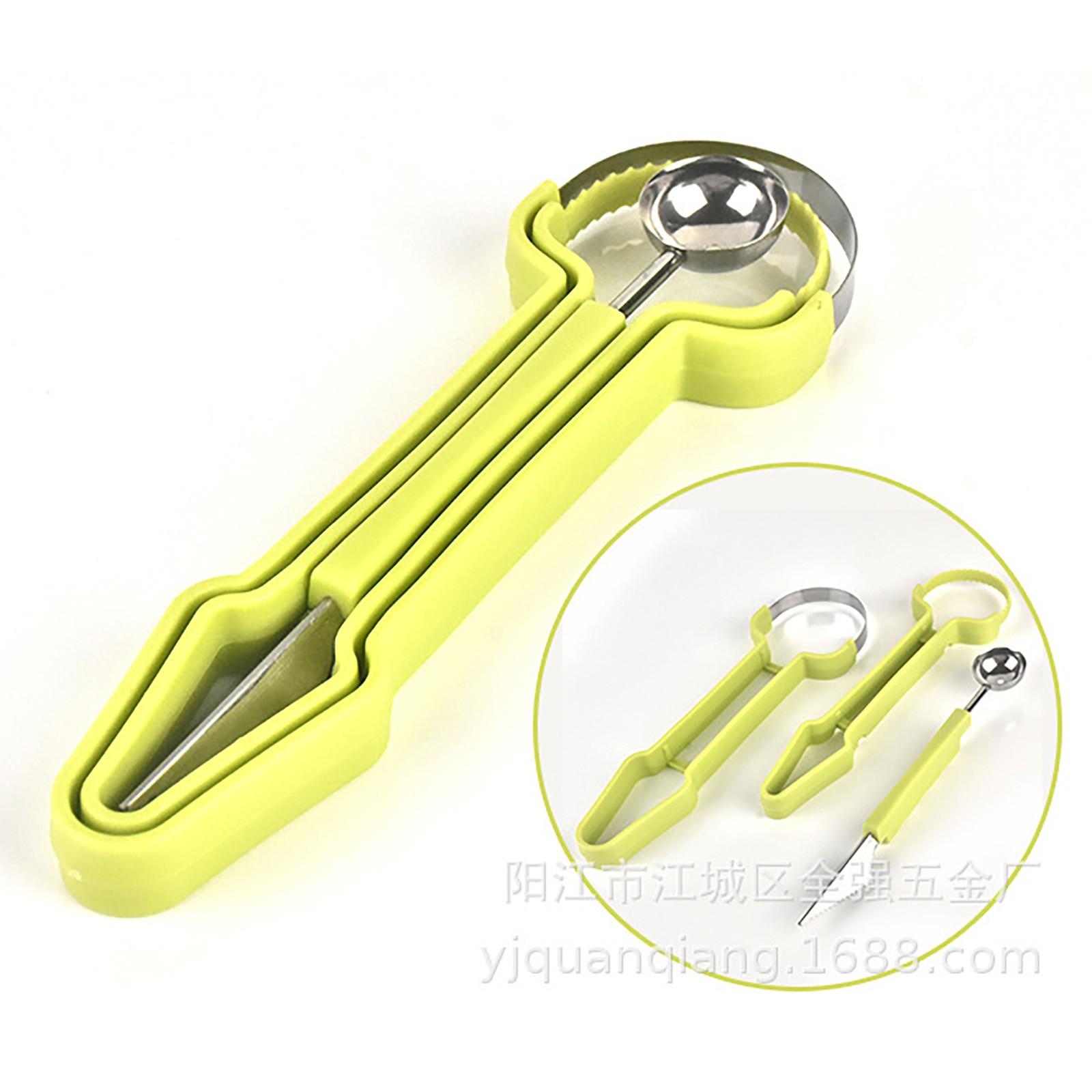 

Нож для нарезки фруктов «три в одном», шарик для фруктов, нож для нарезки фруктов из нержавеющей стали, набор из трех частей для выкапывания арбуза One Size зелёный