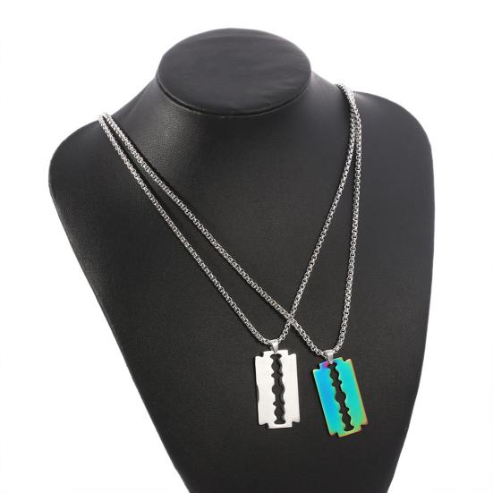 Κομψά γεωμετρικά δώρα γενεθλίων από ανοξείδωτο ατσάλι Γυναικεία κοσμήματα με αλυσίδα πουλόβερ σε σχήμα λεπίδας για καθημερινή ζωή μενταγιόν κολιέ