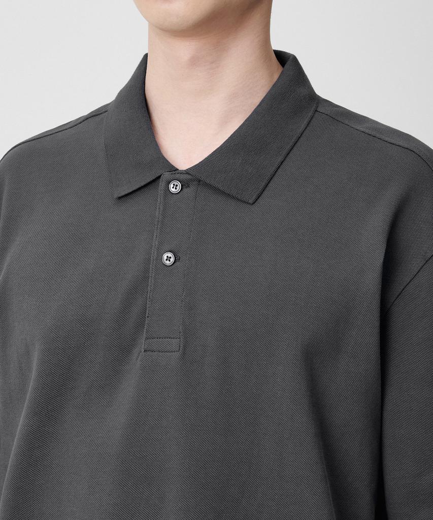 MUSINSA STANDARD Relaxed Fit Pique Polo Shirt [Gunmetal]